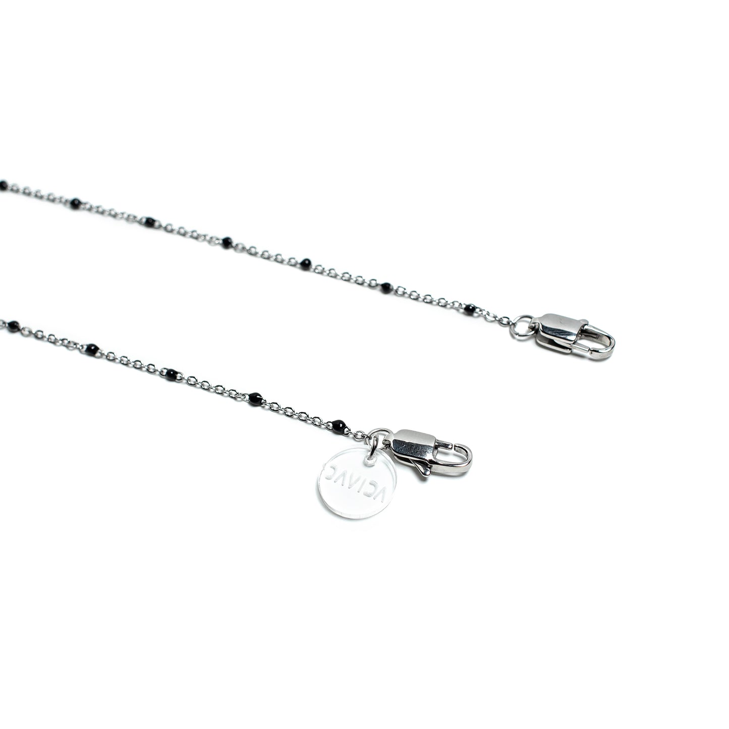 Black Enamel Stainless Steel Chain Mask Holder Necklace