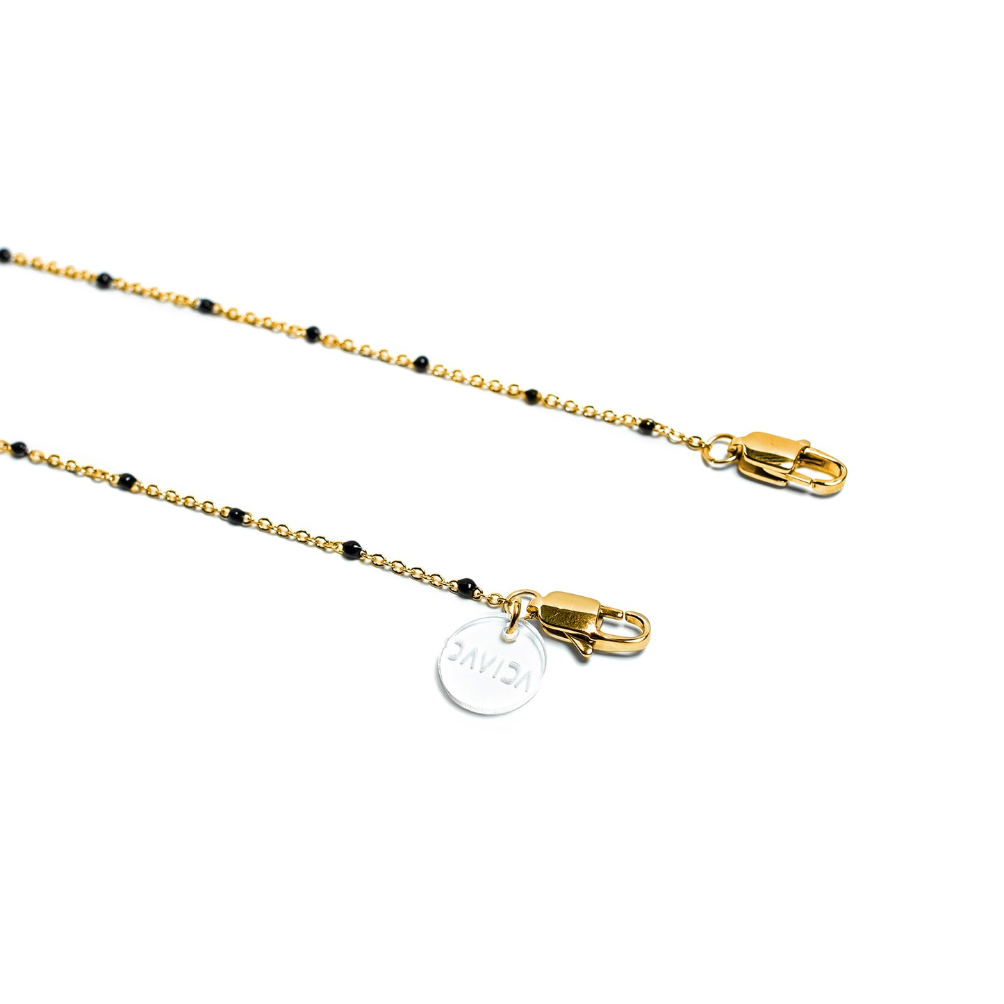 Black Enamel Stainless Steel Gold Chain Mask Holder Necklace