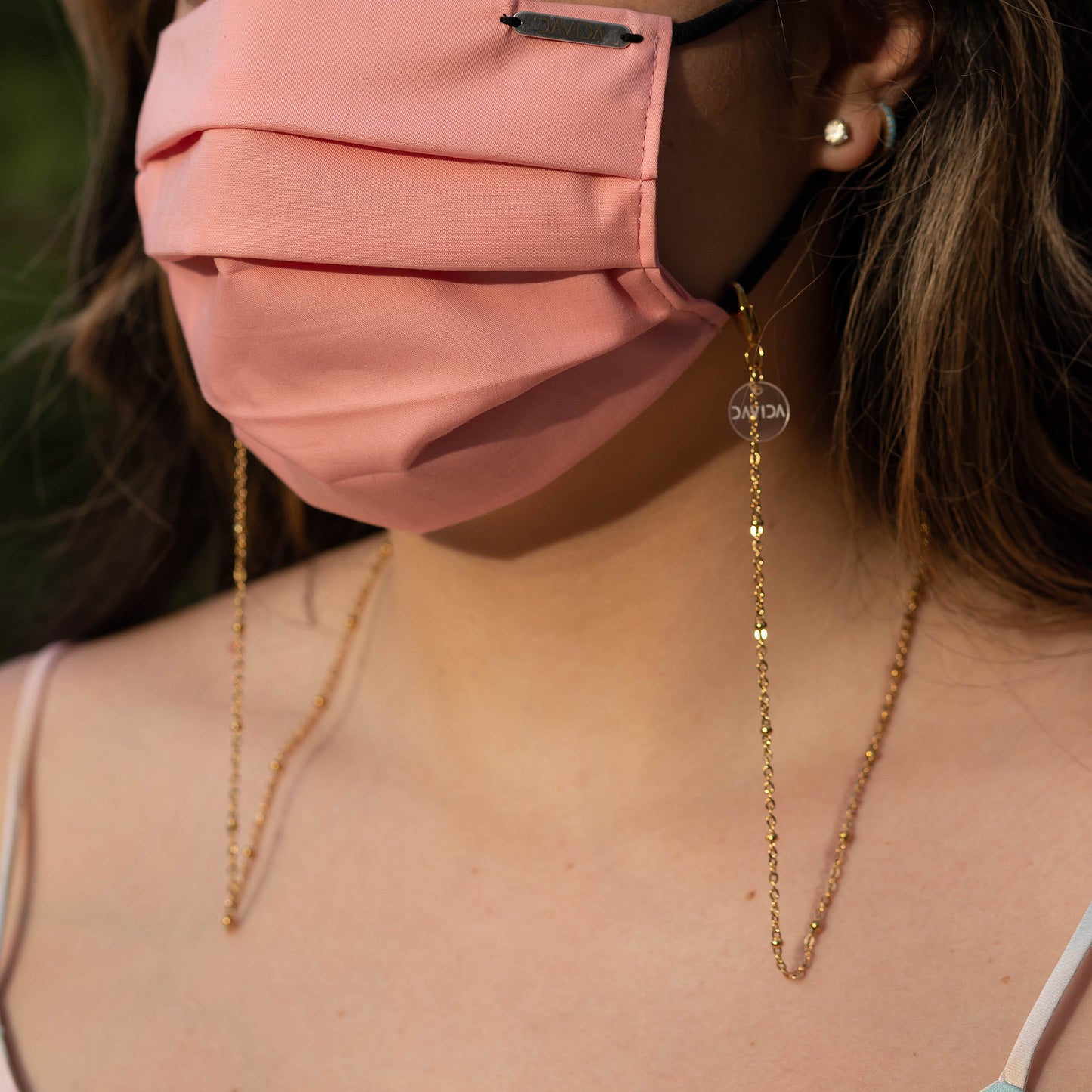 Elegant Bead Stainless Steel Gold Plated Mask Chain