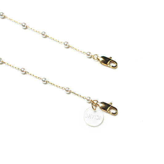 Pearl Stainless Steel Gold Plated Chain Mask Holder Necklace