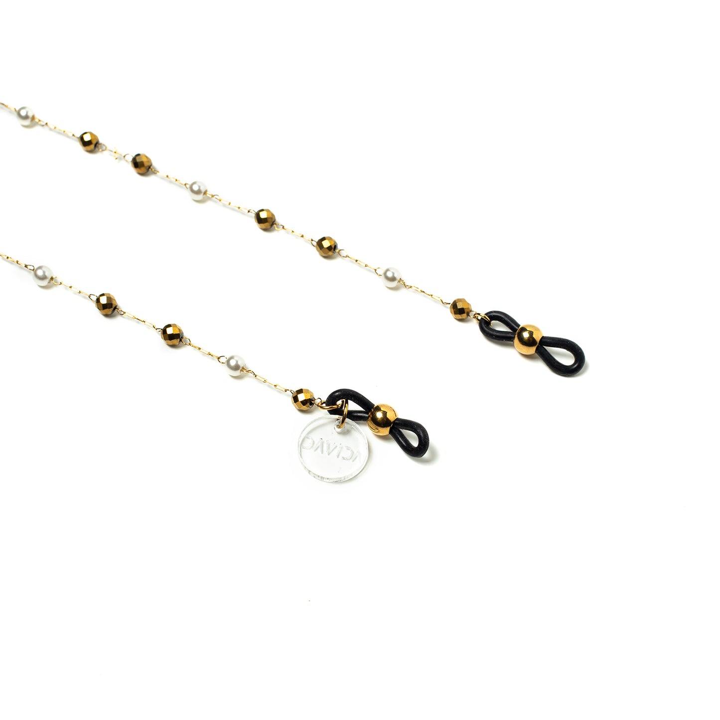Pearl & Gold Crystal Stainless Steel Glass Chain