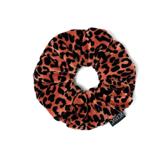 Terracotta Leopard Velour Scrunchie