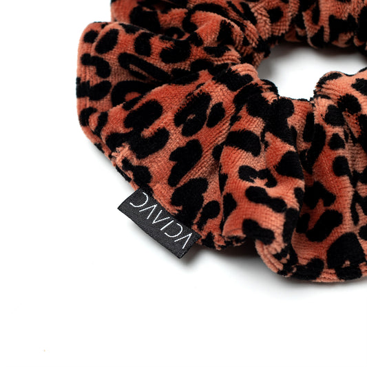 Terracotta Leopard Velour Scrunchie